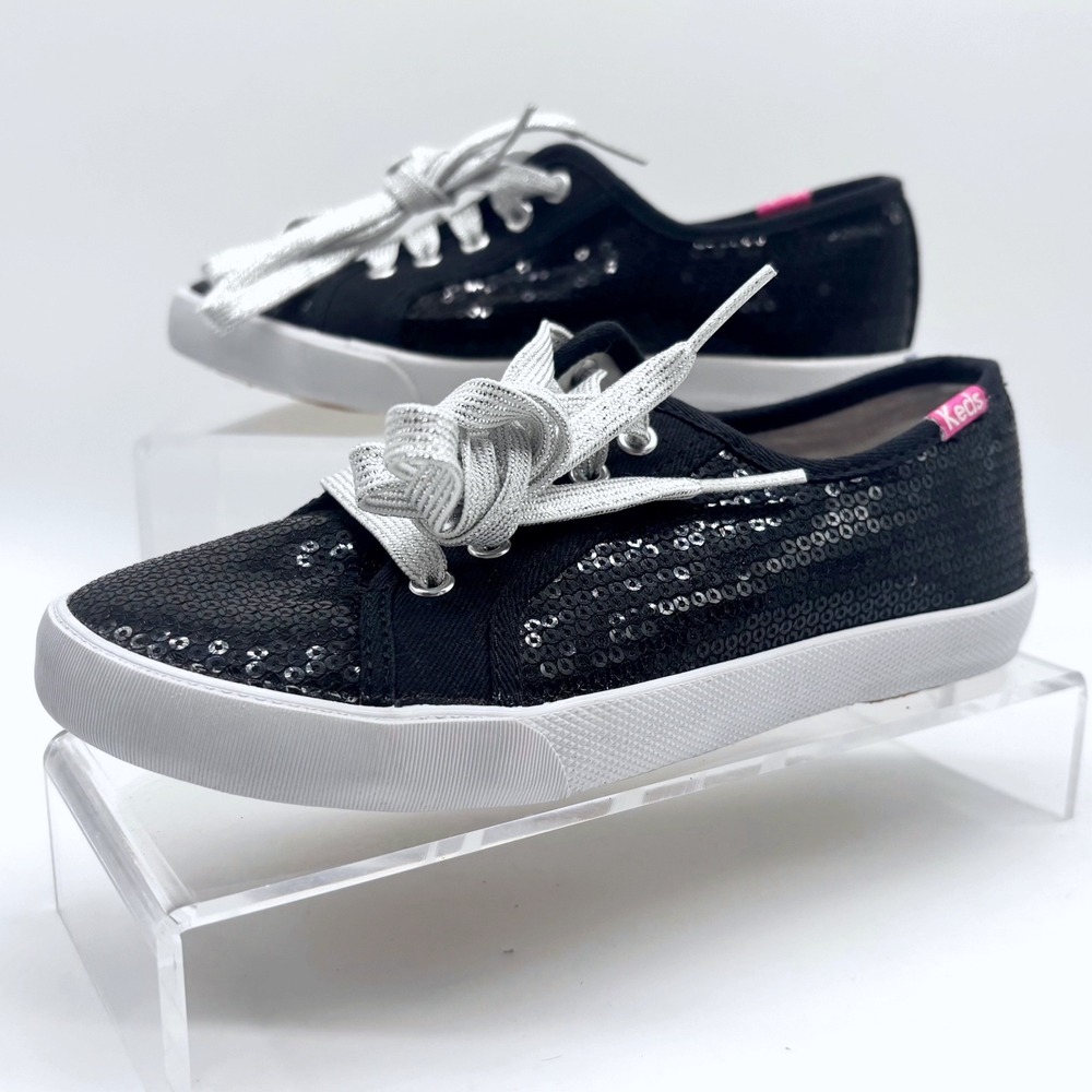 Keds Celeb LTT Black Sequin Low Top Sneakers Kids Size 13M KY45830 Silver - Picture 2 of 6